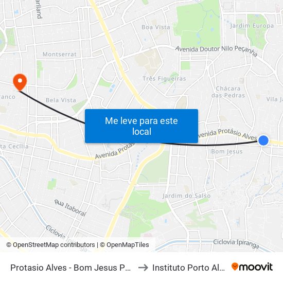 Protasio Alves - Bom Jesus Porto Alegre - Rs 91330-590 Brasil to Instituto Porto Alegre Unidade Central map
