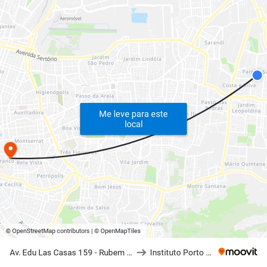 Av. Edu Las Casas 159 - Rubem Berta Porto Alegre - Rs 91180-550 Brasil to Instituto Porto Alegre Unidade Central map