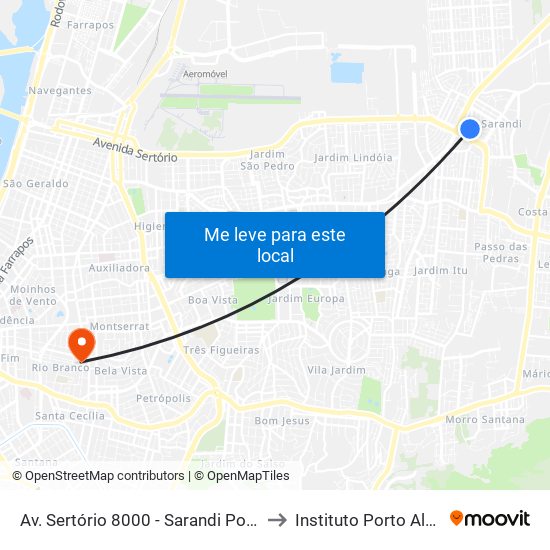 Av. Sertório 8000 - Sarandi Porto Alegre - Rs 91130-720 Brasil to Instituto Porto Alegre Unidade Central map