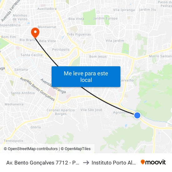 Av. Bento Gonçalves 7712 - Partenon Porto Alegre - Rs Brasil to Instituto Porto Alegre Unidade Central map