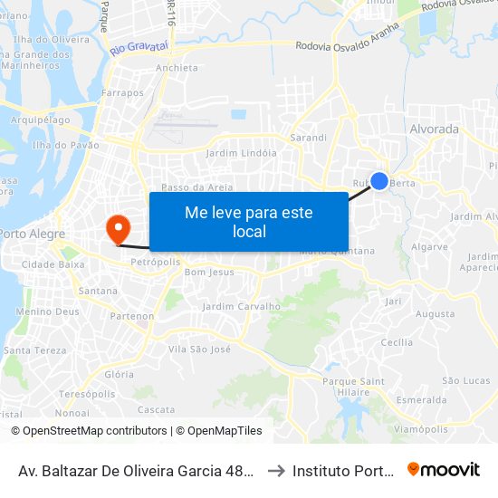 Av. Baltazar De Oliveira Garcia 4816 - Rubem Berta Porto Alegre - Rs 91180-000 Brasil to Instituto Porto Alegre Unidade Central map