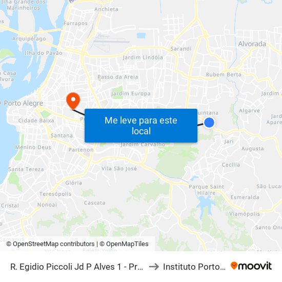 R. Egidio Piccoli Jd P Alves 1 - Protásio Alves Porto Alegre - Rs 91263-200 Brasil to Instituto Porto Alegre Unidade Central map