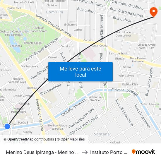 Menino Deus Ipiranga - Menino Deus Porto Alegre - Rs 90160-180 Brasil to Instituto Porto Alegre Unidade Central map