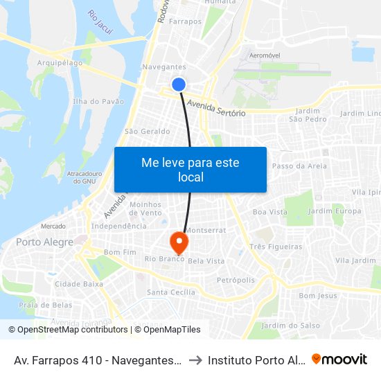 Av. Farrapos 410 - Navegantes Porto Alegre - Rs 90220-007 Brasil to Instituto Porto Alegre Unidade Central map