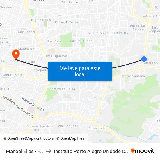 Manoel Elias - Fapa to Instituto Porto Alegre Unidade Central map