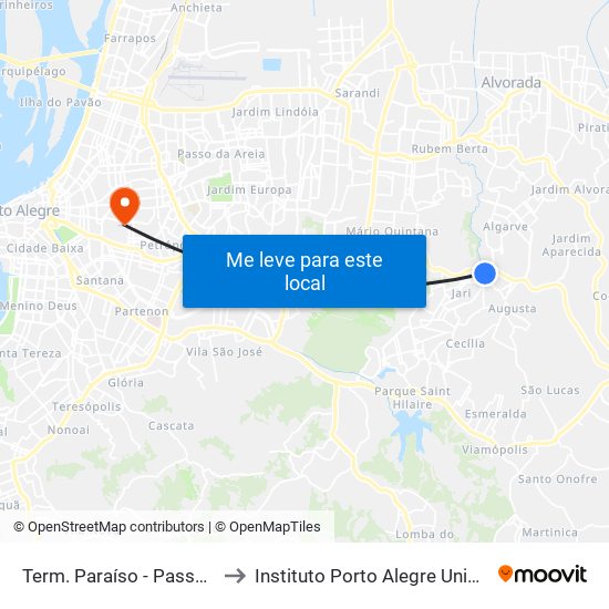 Term. Paraíso - Passo Dorneles to Instituto Porto Alegre Unidade Central map