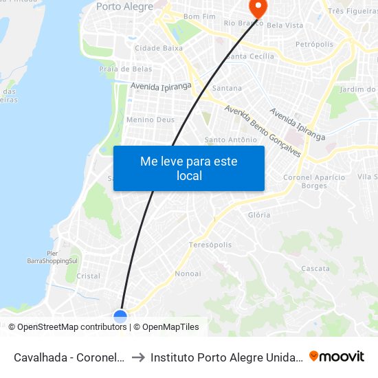 Cavalhada - Coronel Massot to Instituto Porto Alegre Unidade Central map