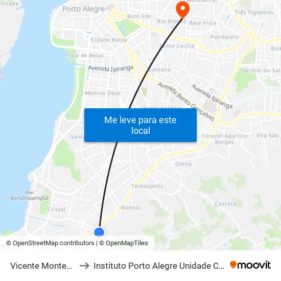 Vicente Monteggia to Instituto Porto Alegre Unidade Central map