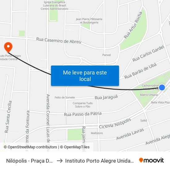 Nilópolis - Praça Da Encol to Instituto Porto Alegre Unidade Central map