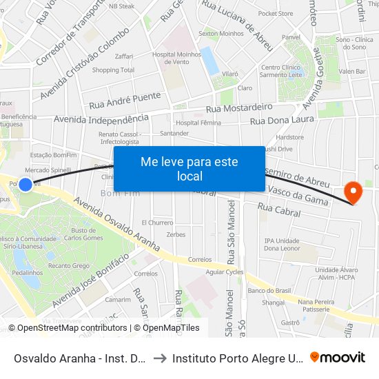 Osvaldo Aranha - Inst. De Educação Bc to Instituto Porto Alegre Unidade Central map