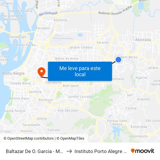 Baltazar De O. Garcia - Martim F. Berta Bc to Instituto Porto Alegre Unidade Central map