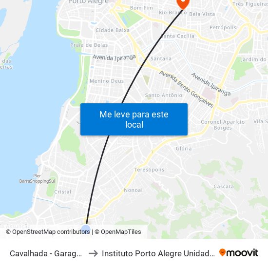 Cavalhada - Garagem Vtc to Instituto Porto Alegre Unidade Central map