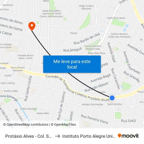 Protásio Alves - Col. Santa Inês Bc to Instituto Porto Alegre Unidade Central map