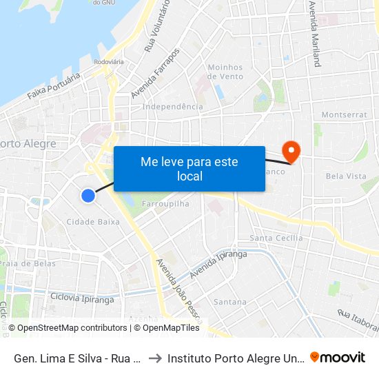Gen. Lima E Silva - Rua Da República to Instituto Porto Alegre Unidade Central map