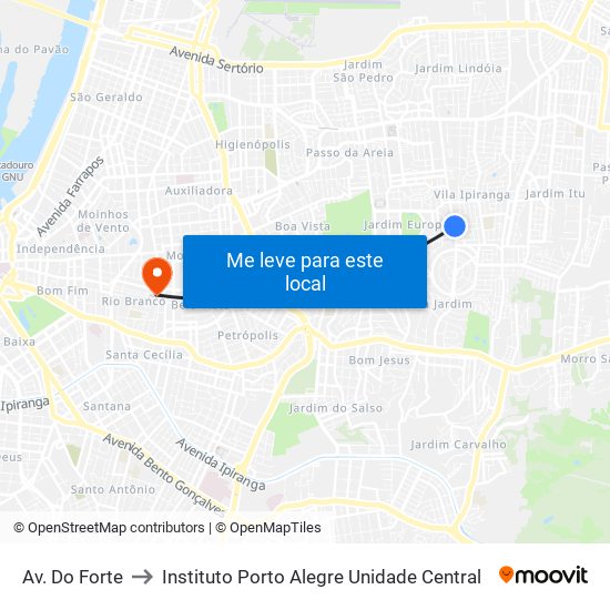 Av. Do Forte to Instituto Porto Alegre Unidade Central map