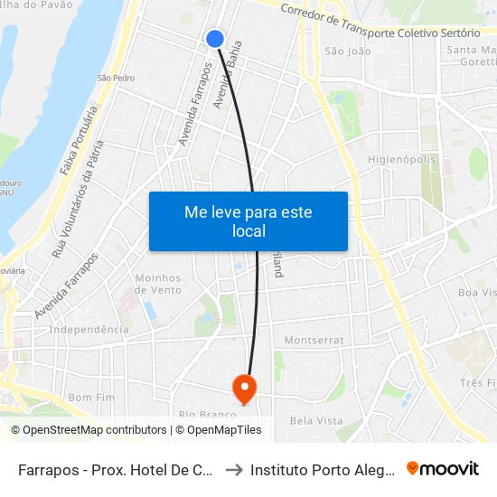 Farrapos - Prox. Hotel De Conto (Fora Do Corredor) to Instituto Porto Alegre Unidade Central map