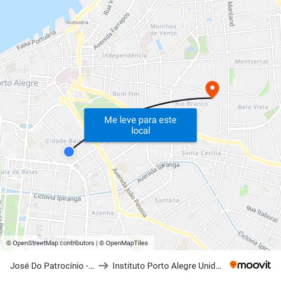 José Do Patrocínio - Opinião to Instituto Porto Alegre Unidade Central map