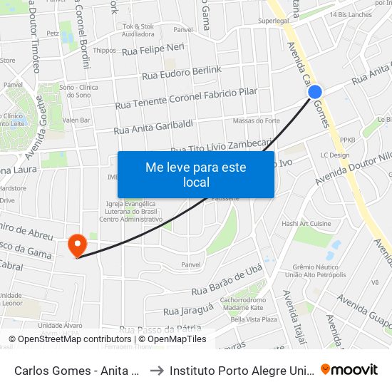 Carlos Gomes - Anita Garibaldi Ns to Instituto Porto Alegre Unidade Central map