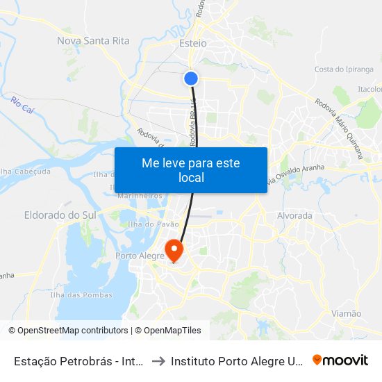 Estação Petrobrás - Integração Trem to Instituto Porto Alegre Unidade Central map