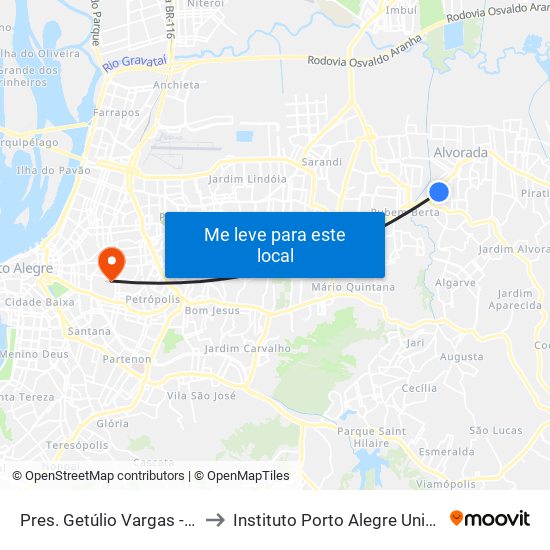 Pres. Getúlio Vargas - Parada 44 to Instituto Porto Alegre Unidade Central map