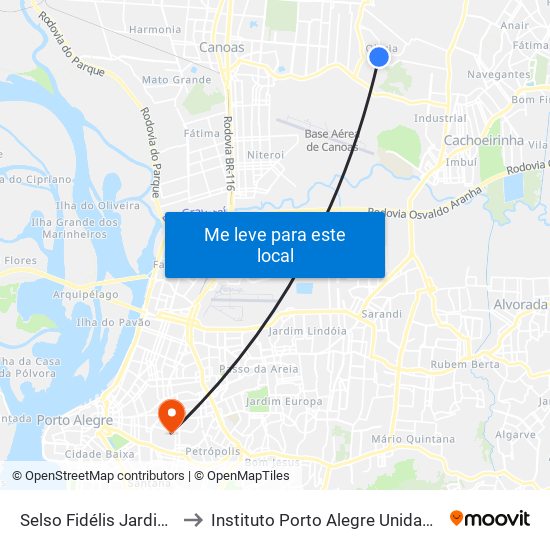 Selso Fidélis Jardim - 531 to Instituto Porto Alegre Unidade Central map