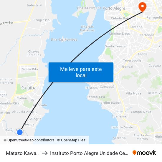 Matazo Kawano to Instituto Porto Alegre Unidade Central map