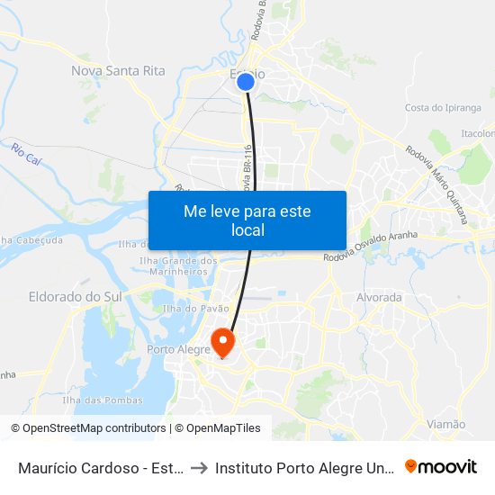 Maurício Cardoso - Estação Esteio to Instituto Porto Alegre Unidade Central map