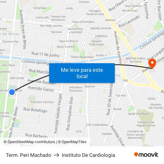 Term. Peri Machado to Instituto De Cardiologia map