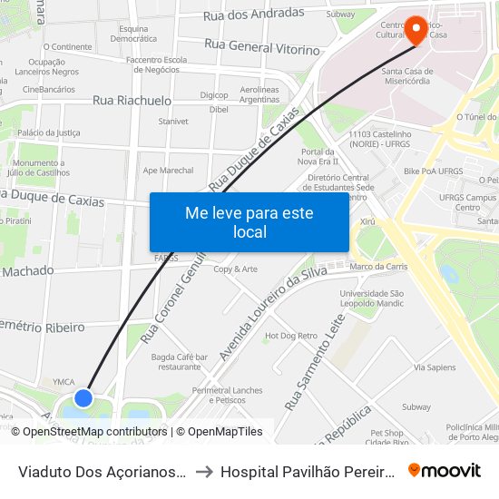 Viaduto Dos Açorianos - Oab to Hospital Pavilhão Pereira Filho map