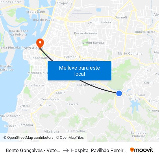 Bento Gonçalves - Veterinária to Hospital Pavilhão Pereira Filho map