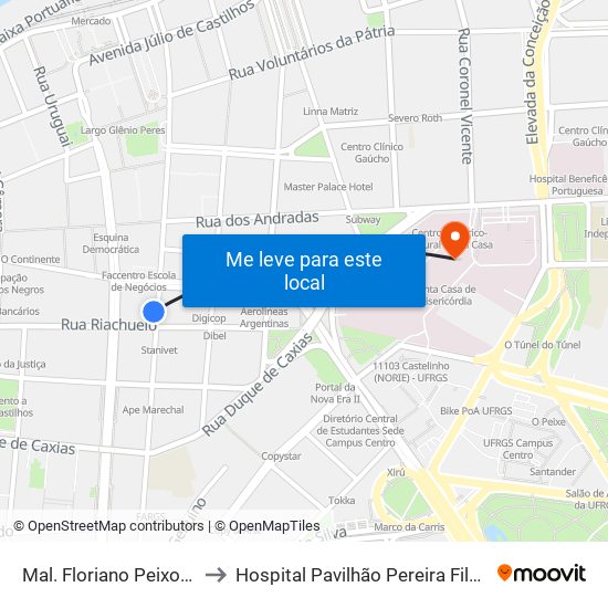 Mal. Floriano Peixoto to Hospital Pavilhão Pereira Filho map