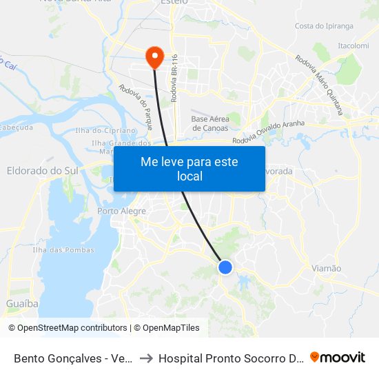 Bento Gonçalves - Veterinária to Hospital Pronto Socorro De Canoas map