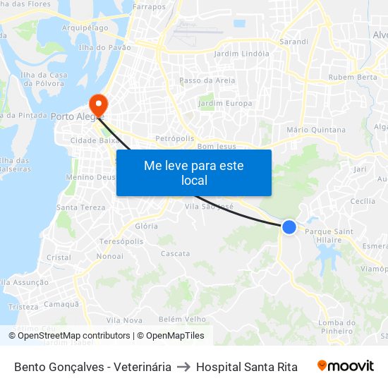 Bento Gonçalves - Veterinária to Hospital Santa Rita map