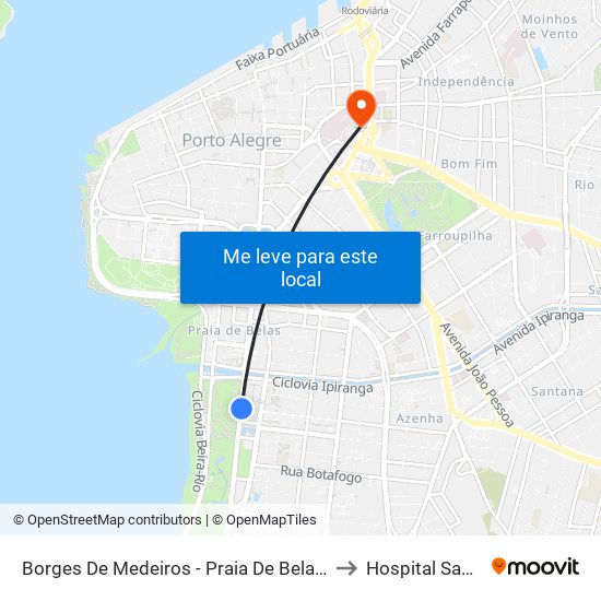 Borges De Medeiros - Praia De Belas Shopping Cb to Hospital Santa Rita map