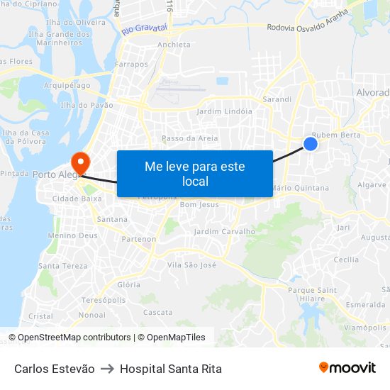 Carlos Estevão to Hospital Santa Rita map