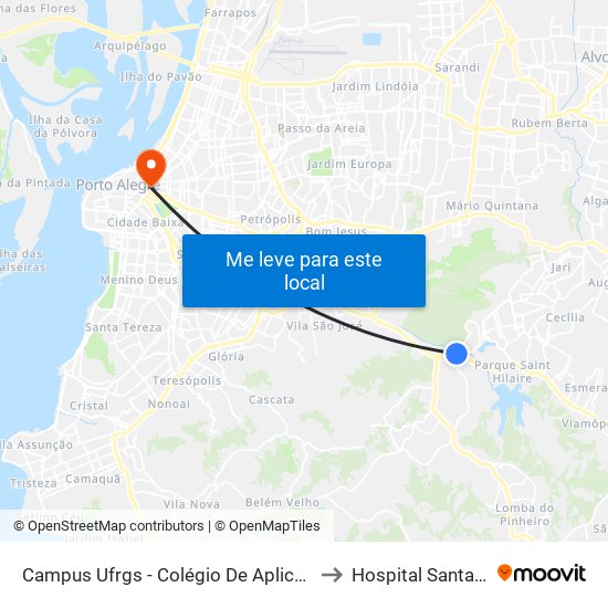 Campus Ufrgs - Colégio De Aplicação Bc to Hospital Santa Rita map