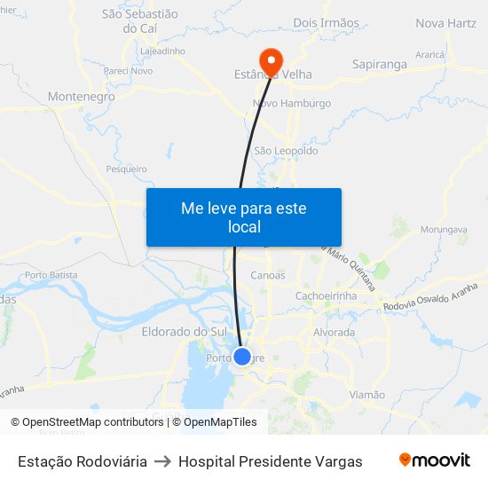 Estação Rodoviária to Hospital Presidente Vargas map