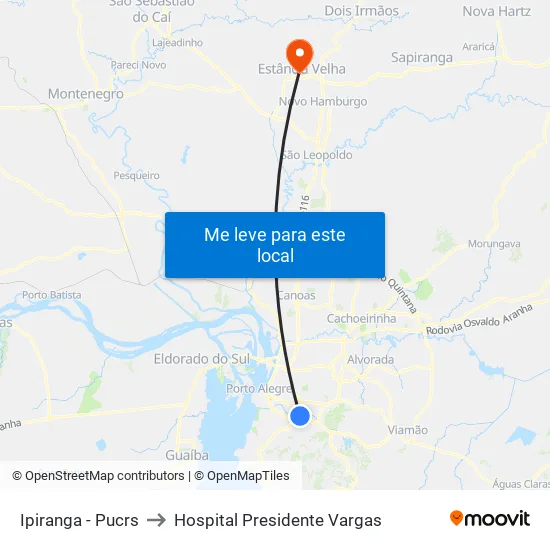 Ipiranga - Pucrs to Hospital Presidente Vargas map