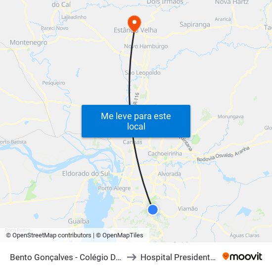 Bento Gonçalves - Colégio De Aplicação to Hospital Presidente Vargas map