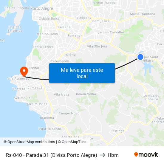 Rs-040 - Parada 31 (Divisa Porto Alegre) to Hbm map