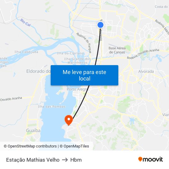 Estação Mathias Velho to Hbm map