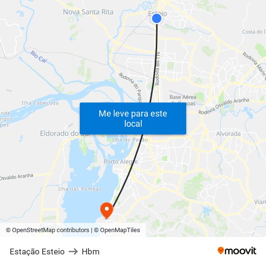 Estação Esteio to Hbm map