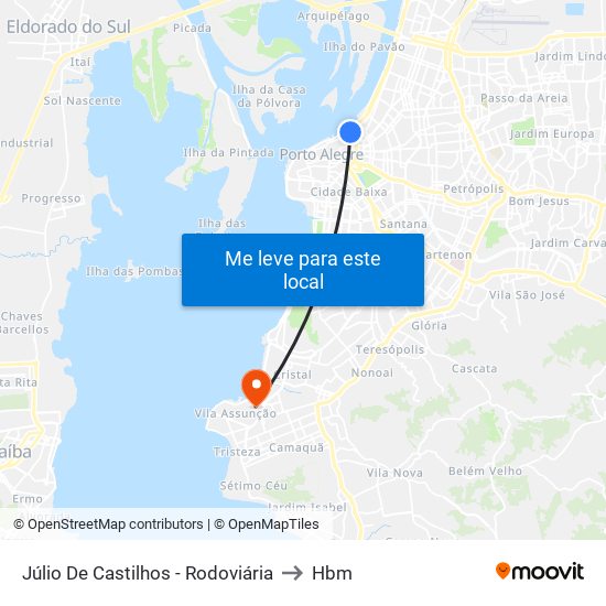 Júlio De Castilhos - Rodoviária to Hbm map