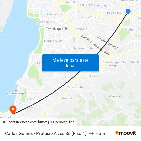 Carlos Gomes - Protásio Alves Sn (Piso 1) to Hbm map