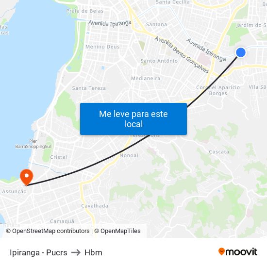 Ipiranga - Pucrs to Hbm map