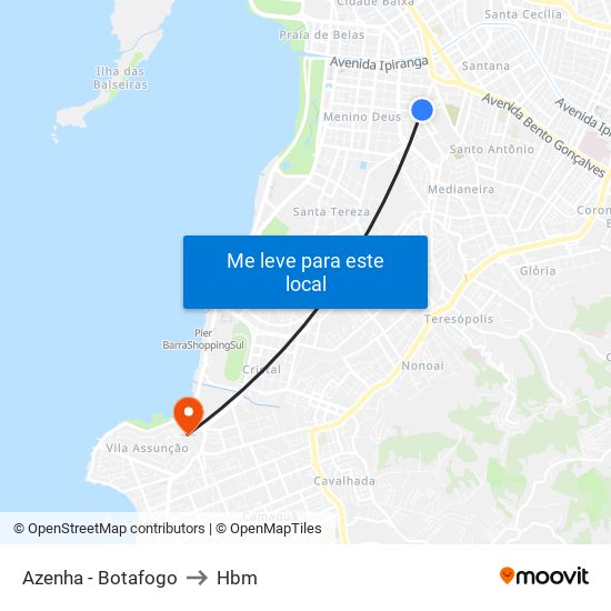 Azenha - Botafogo to Hbm map