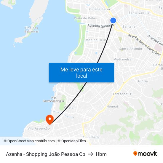 Azenha - Shopping João Pessoa Cb to Hbm map