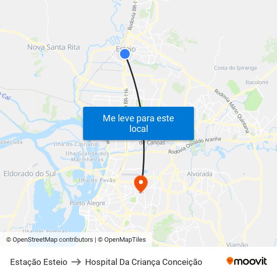 Estação Esteio to Hospital Da Criança Conceição map