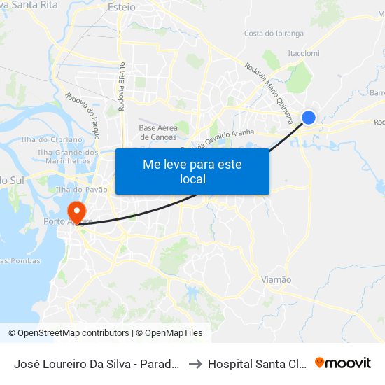 José Loureiro Da Silva - Parada 81 to Hospital Santa Clara map