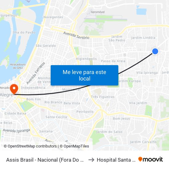 Assis Brasil - Nacional (Fora Do Corredor) to Hospital Santa Clara map